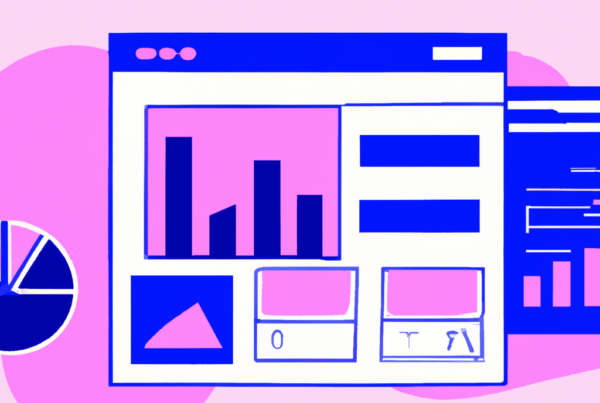 Abstract illustration showcasing a data dashboard with graphs, charts, and financial symbols, highlighting the impact of API integration on CRM and marketing automation.