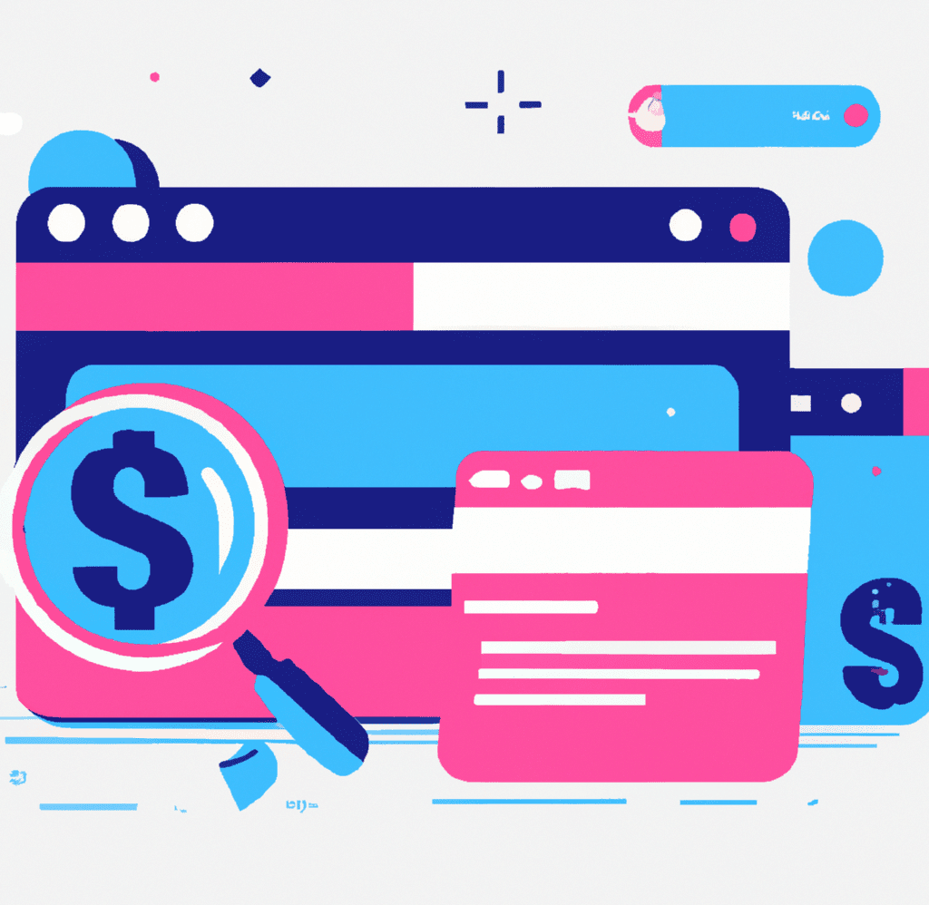 Abstract illustration showing a data dashboard with graphs, charts, and money, representing the role of SEO in content repurposing for improved ROI