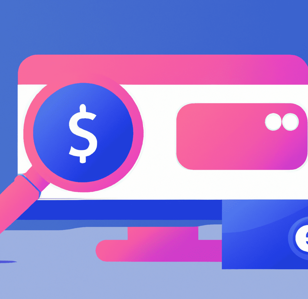 Abstract illustration showing a magnifying glass focusing on money, symbolizing the connection between Conversion Rate Optimization (CRO), SEO, and ROI