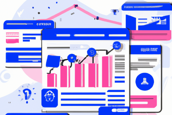 Abstract illustration of multiple data dashboards with graphs and charts, symbolizing the role of customer feedback in improving conversion rate optimization.