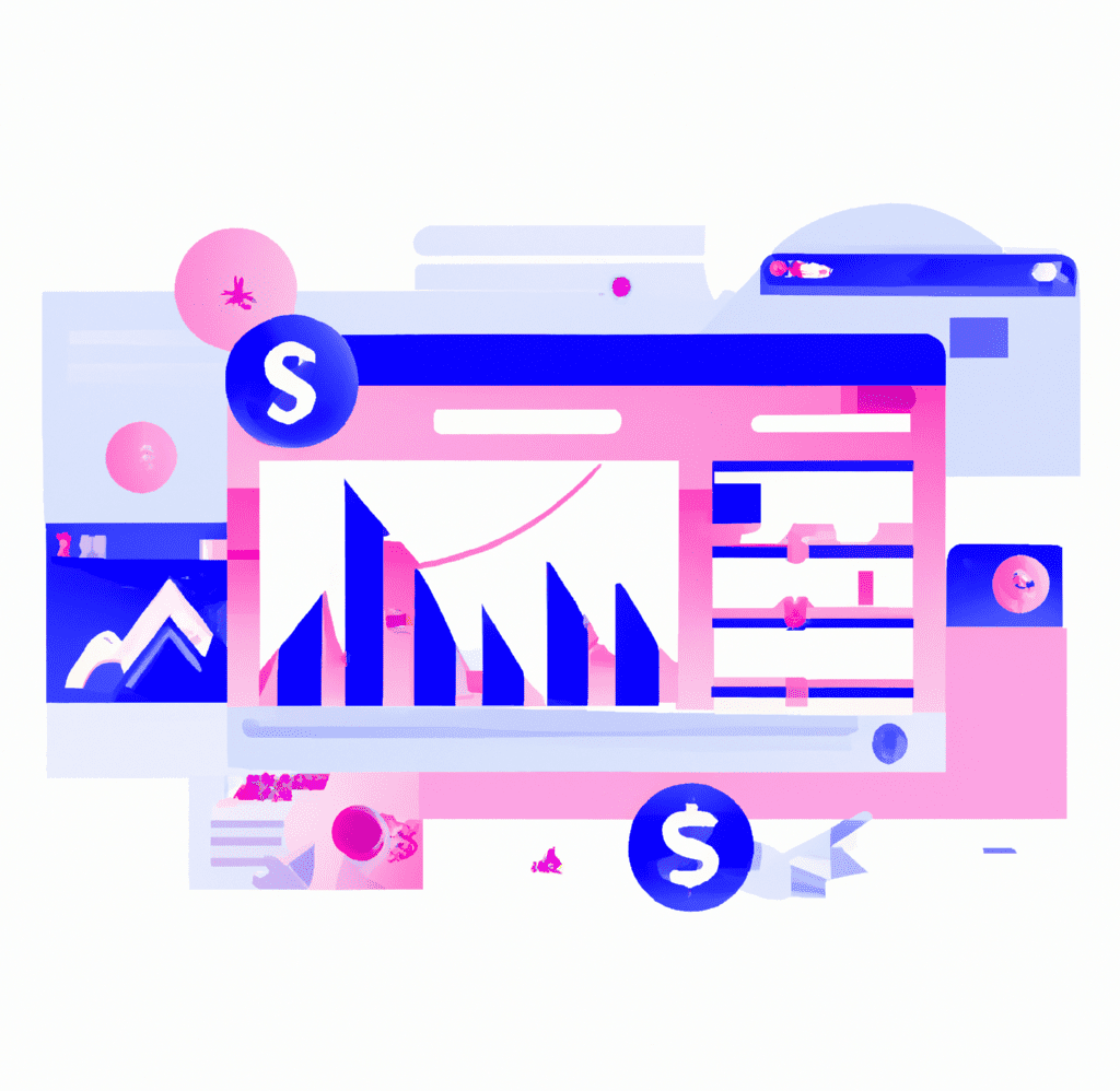 Abstract illustration of a data dashboard with graphs, charts, and money, highlighting the impact of Facebook Pixel data on content marketing.