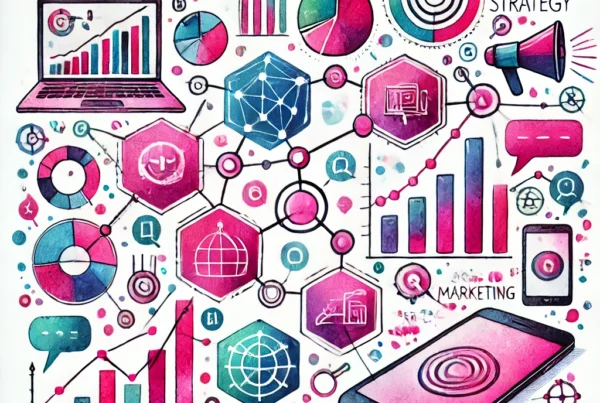 Watercolor illustration of a laptop, phone, and digital marketing icons, representing how to create an effective digital marketing strategy for 2026.