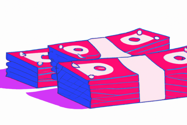 Abstract illustration showing a stack of cash, symbolizing the financial impact of artificial intelligence on investment management