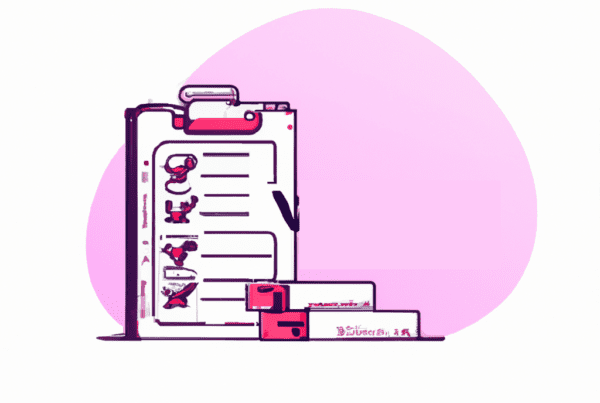 Abstract illustration of a notepad with a to-do list, symbolizing the automation of hotel inventory management for greater efficiency.