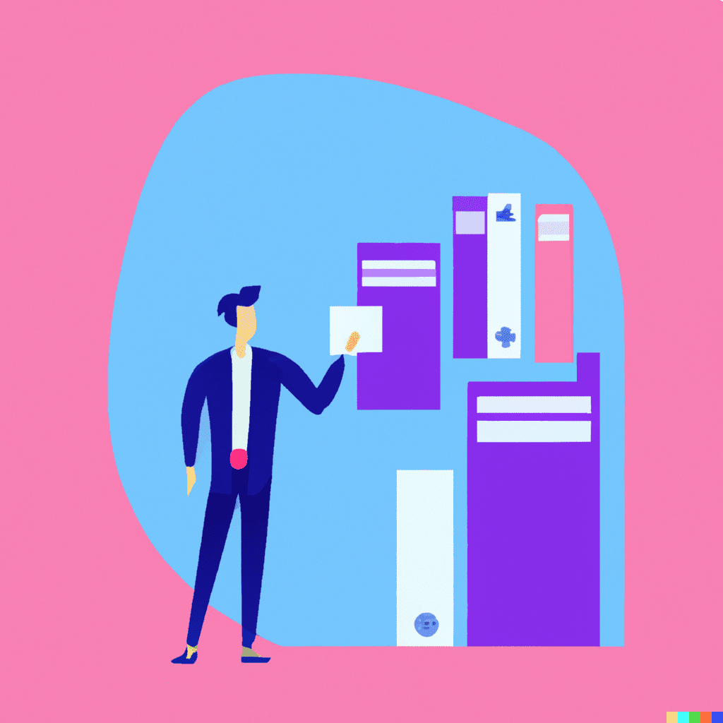 Abstract illustration showing someone taking a book off a shelf, symbolizing content marketing for attractions