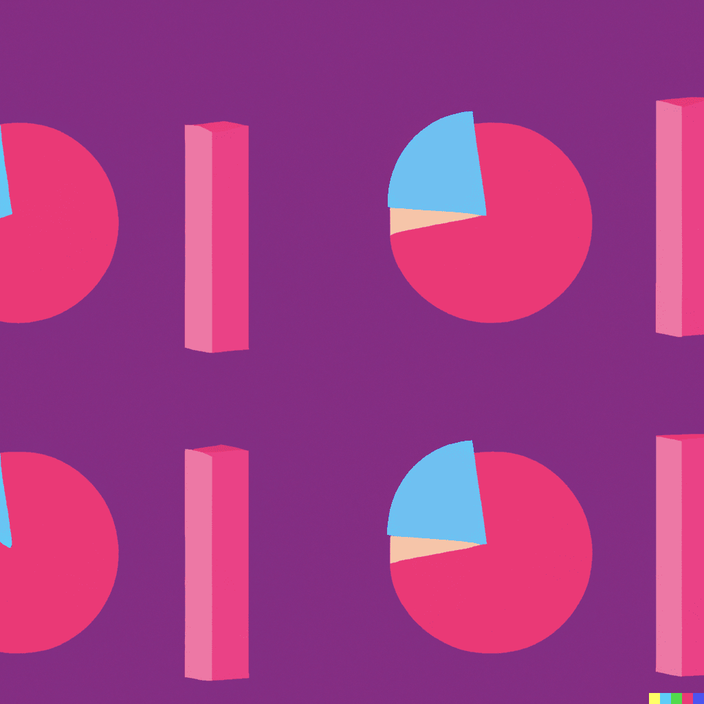 Abstract illustration featuring bar graphs and pie charts to represent data analytics for creating effective promotions in the hotel and attraction industry