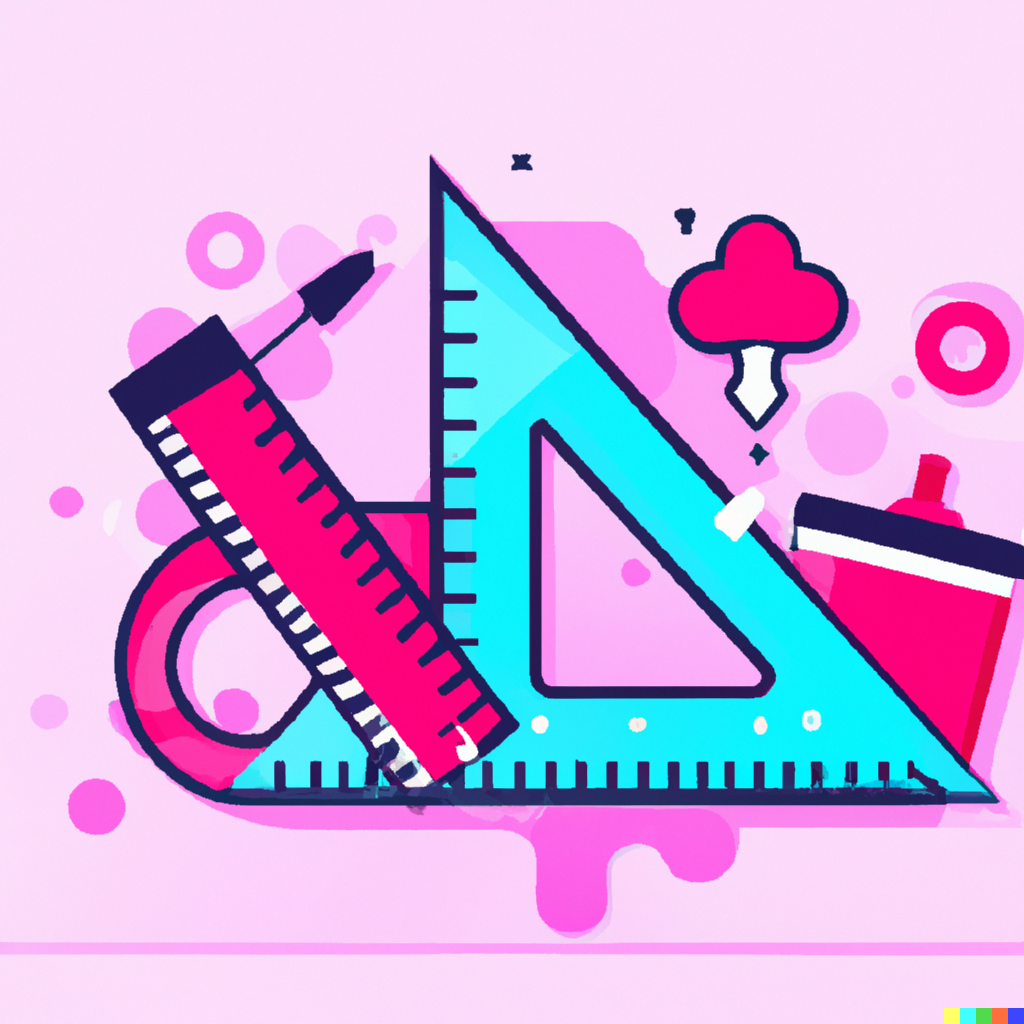 Abstract illustration featuring design tools like rulers, symbolizing the principles of good design