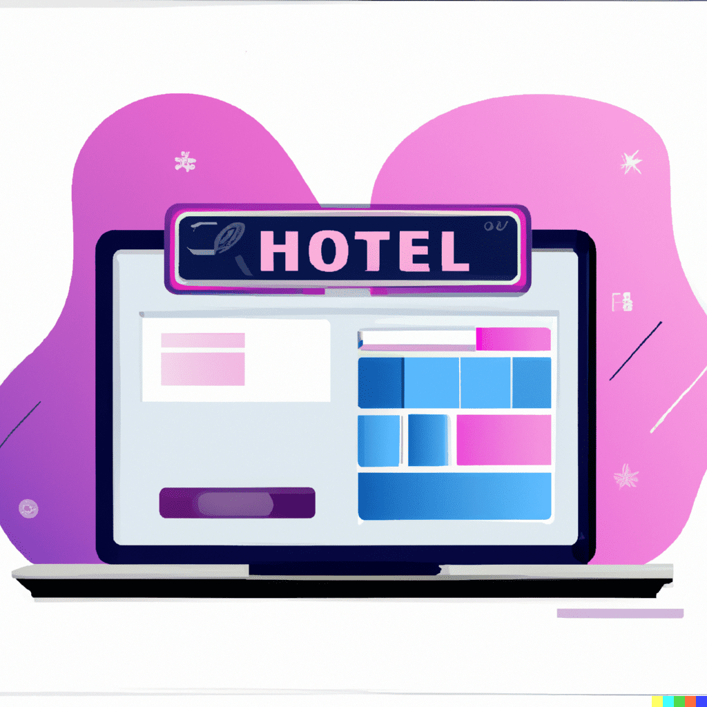 Abstract illustration of a laptop displaying a hotel website, emphasizing website redesign considerations for hotels