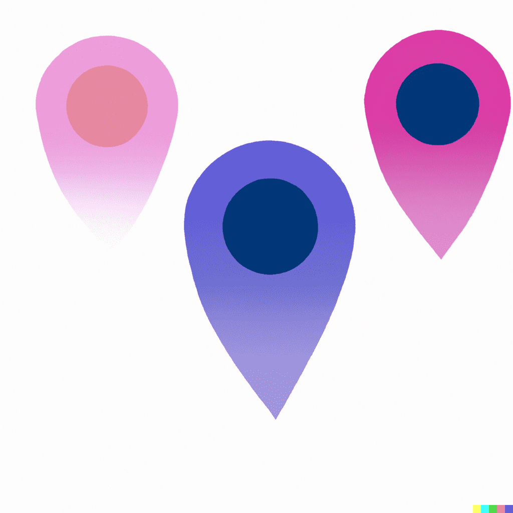 Abstract illustration showing 3 location pins, symbolizing the importance of being on Google My Business.