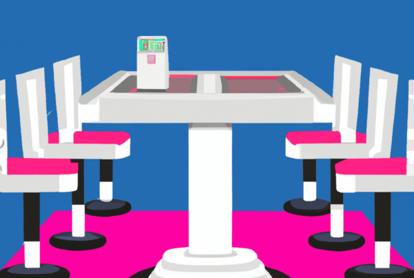 Abstract illustration showing a restaurant table, symbolizing the integration of automation into restaurant operations for improved efficiency