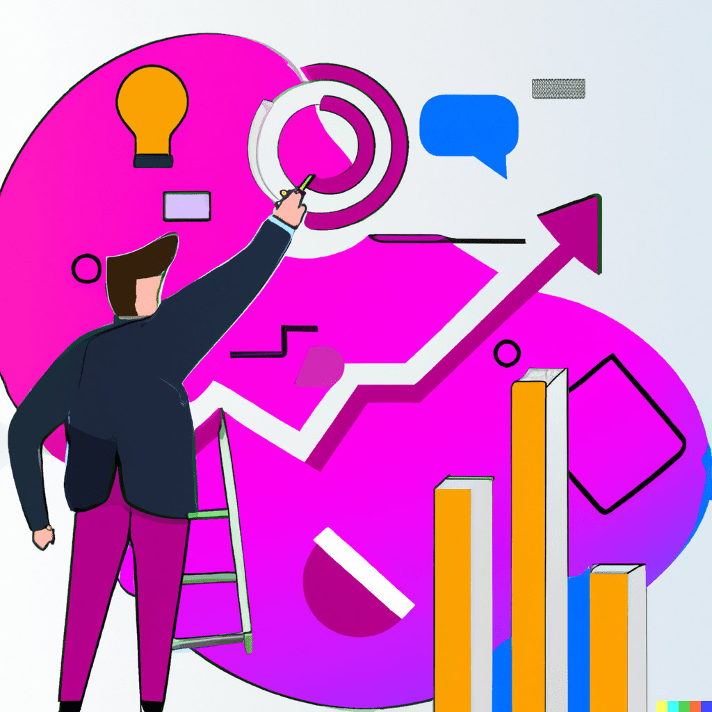 Abstract illustration showing a police officer using AI technology to analyze charts and graphs for revenue management.
