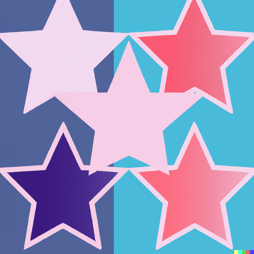 Abstract illustration of five stars symbolizing customer reviews and ratings for hotels.