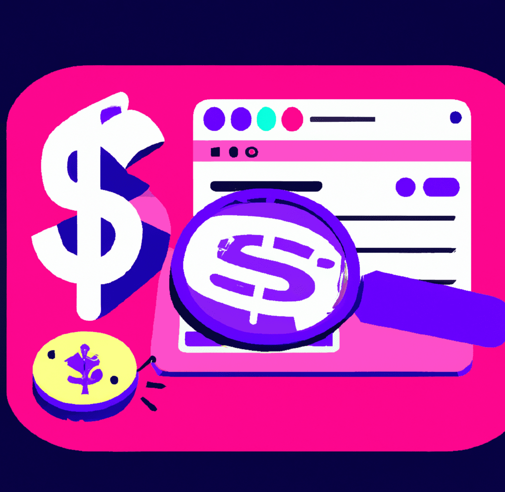 Abstract illustration of a magnifying glass focusing on money, symbolizing the alignment of SEO strategy with business goals for optimal ROI.