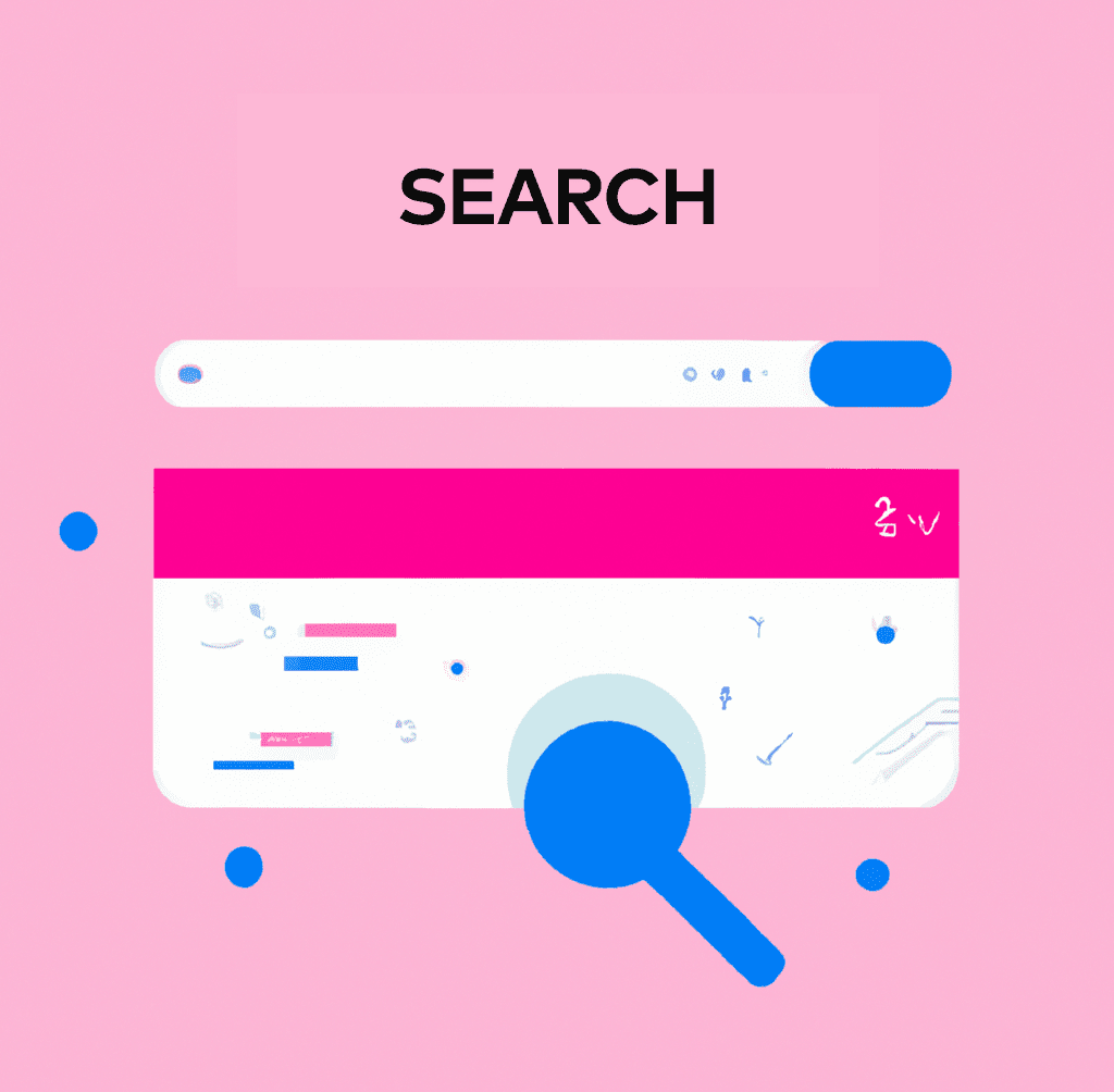 Abstract illustration of a search bar and magnifying glass representing e-commerce SEO for boosting sales with on-page optimization