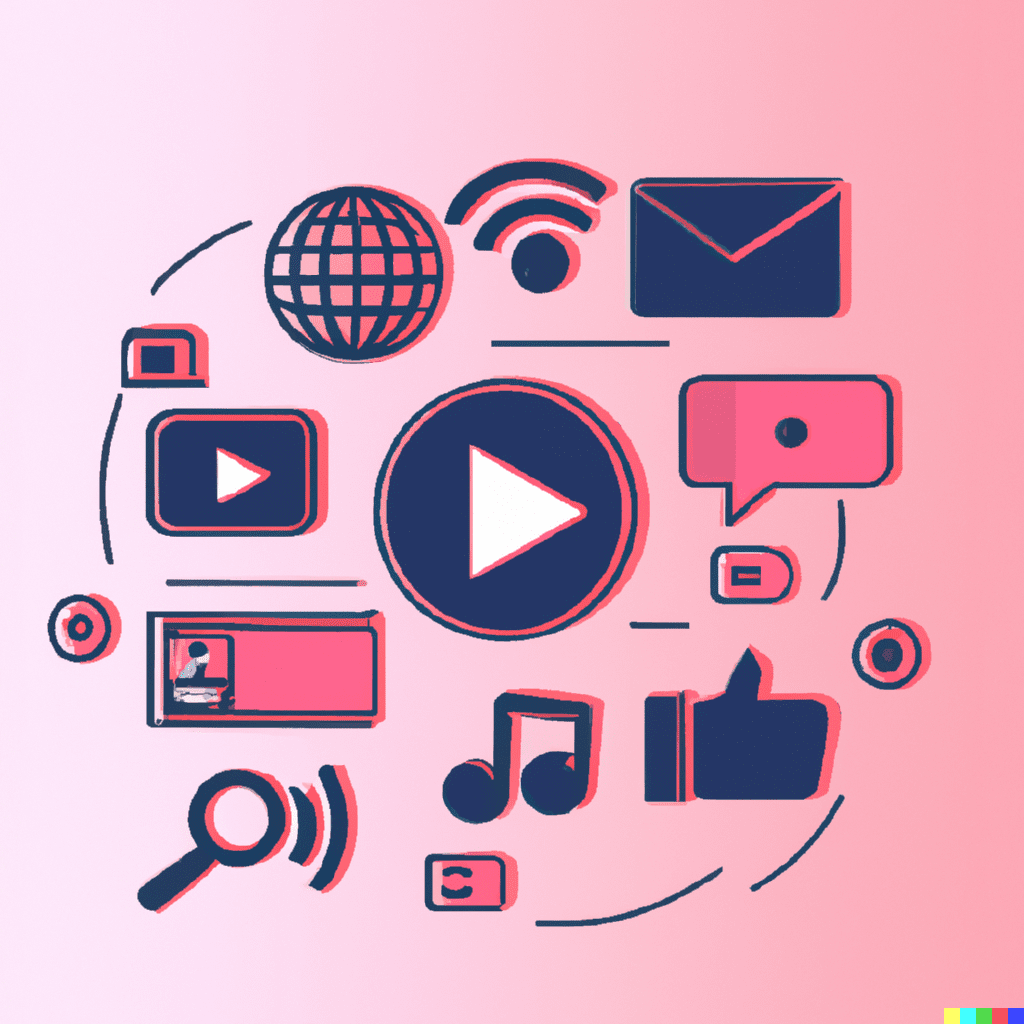Abstract illustration featuring a collection of social media icons representing Facebook advertising.