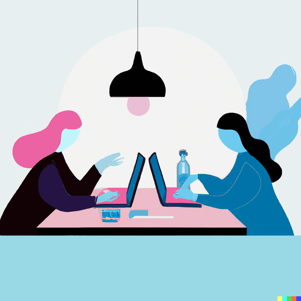 Two people at a restaurant table using laptops, illustrating how restaurants can use Facebook advertising for marketing